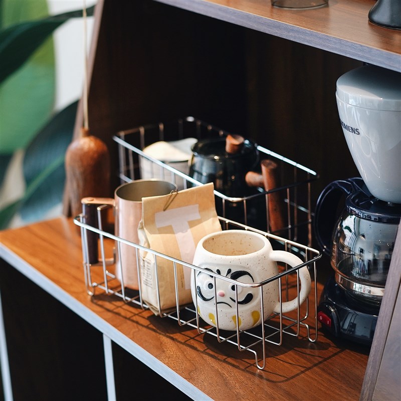 小空间想象。304不锈钢铁艺收纳筐杂物桌面厨房卧室办公室收纳