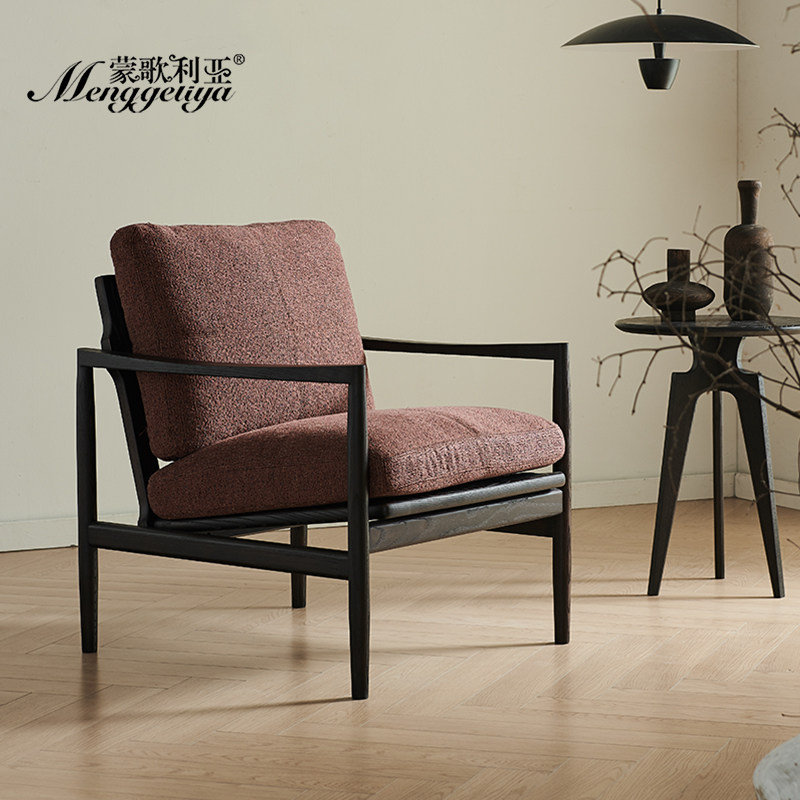 汉克沙发椅 蒙歌利亚设计师单人椅子家用意式极简实木靠背休闲椅