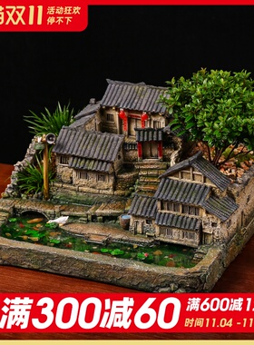 新中式微景观真盆景办公室桌面绿植盆栽茶室客厅装饰摆件软装饰品