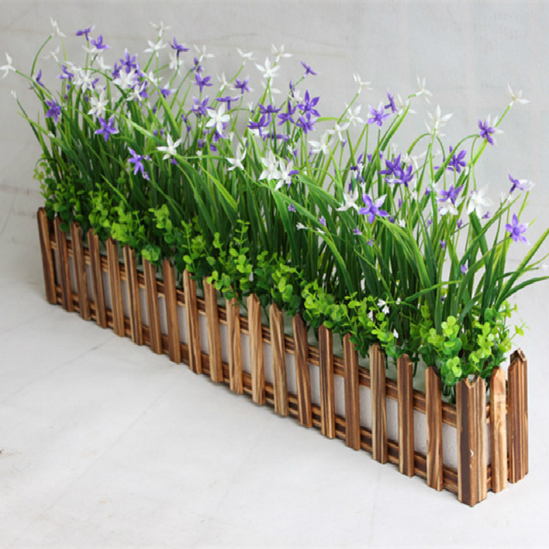仿真绿色植物兰花草碳化栅栏假花塑料花桌面隔断摆放花艺墙角遮挡