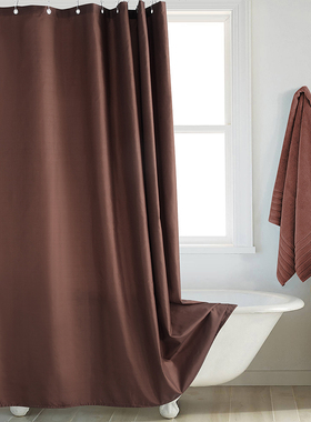 白色黑色棕色灰色蓝色粉色浴帘套装免打孔高级防水浴室干湿分离