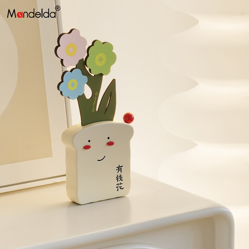 Mandelda奶油风客厅玄关有钱花摆件入伙新居电视柜酒柜桌面装饰品