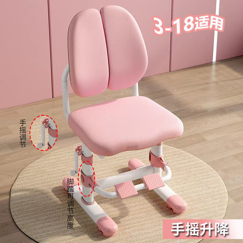 儿童调节升降椅中小学生作业椅家用课桌椅 儿童双背椅矫姿靠背椅