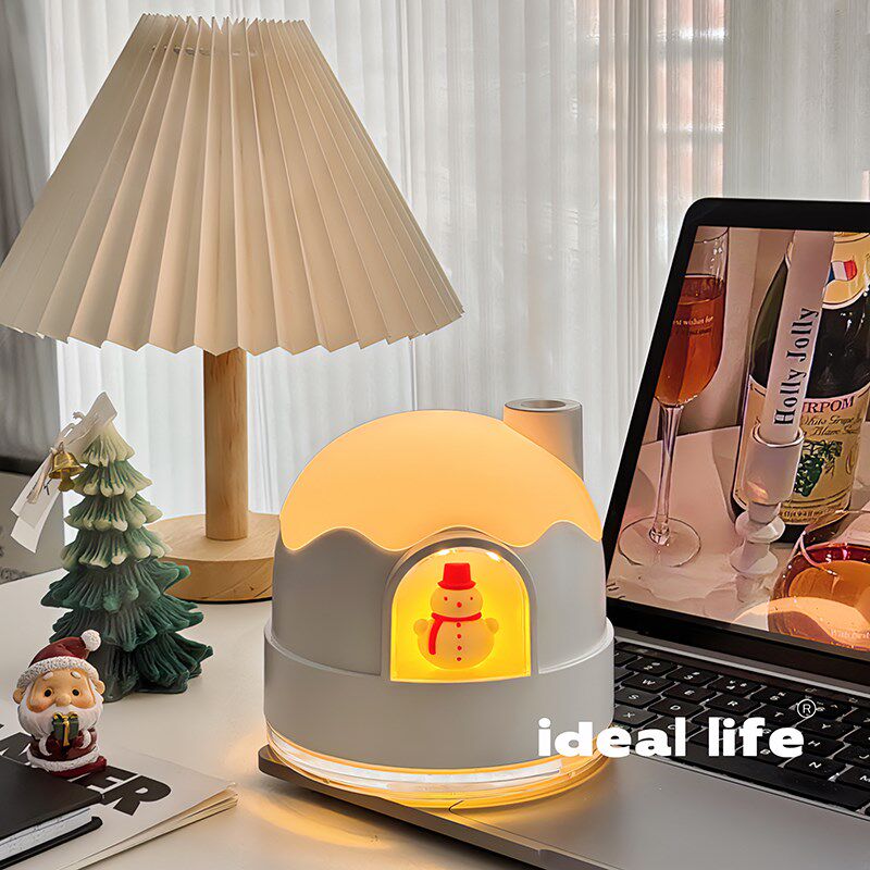 雪屋加湿器小型家用静音空气大喷雾办公室桌面无线充电便携式usb