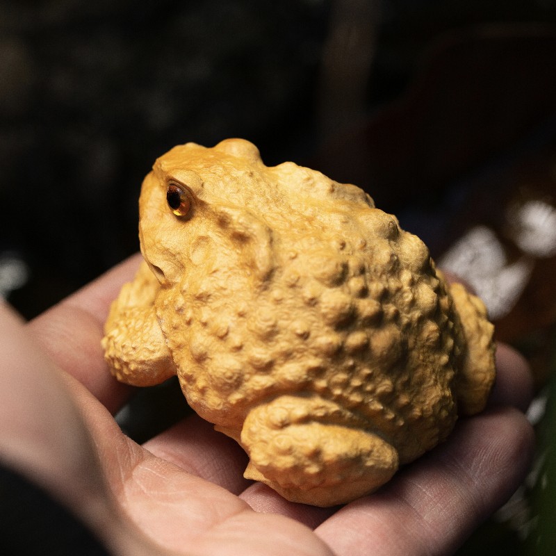 黄杨木雕文玩手把件招财进宝金蟾纯手工雕刻工艺品家居客厅摆件男