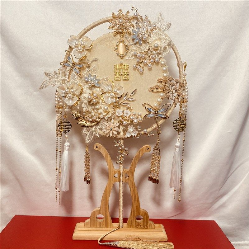 香槟色团扇新娘结婚y材料包 手工喜扇秀禾服婚礼遮面扇子,家居饰品,工艺扇/团扇/喜扇/折扇,淘宝优惠券,粉丝福利购,淘宝优惠卷