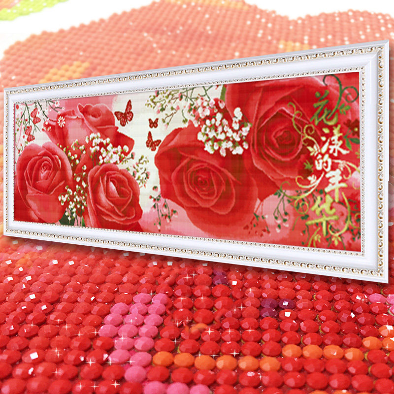 玫瑰花结婚钻石画手工客厅满钻粘贴贴贴点钻十字绣客厅,居家布艺,钻石绣,淘宝优惠券,粉丝福利购,淘宝优惠卷