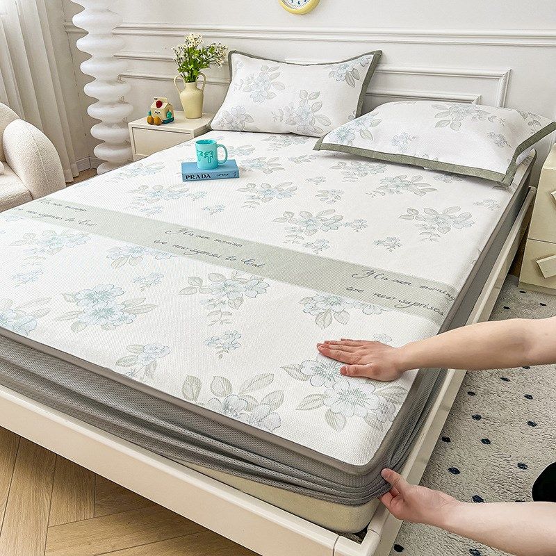 类母婴级夏天冰丝凉席冰丝席冰藤草席子床笠款三件套可水洗夏季,床上用品,藤席,淘宝优惠券,粉丝福利购,淘宝优惠卷