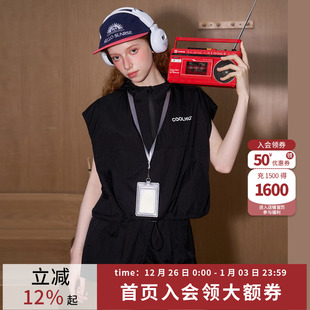 薄款 coolhut工装 女套装 2025夏季 宽松 连帽运动两件套坎肩拉链短裤