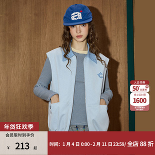 coolhut美式复古字母印花短款圆领休闲莫兰迪2025秋季女式马甲