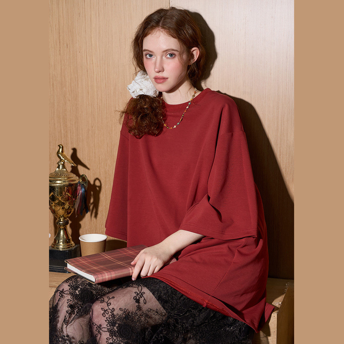 韩系百搭宽松长款连衣裙