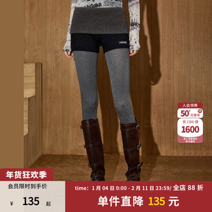 coolhut修身显瘦高低腰头两穿针织搭配短裤冬季女式休闲裤