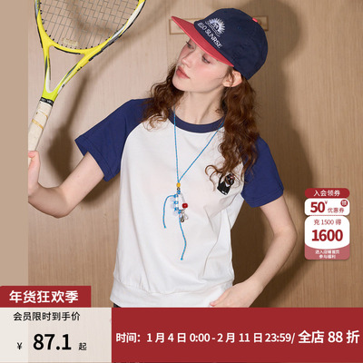 coolhut印花插肩袖圆领T恤