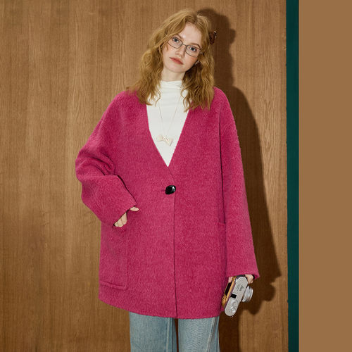 coolhut学院风V领羊绒大衣