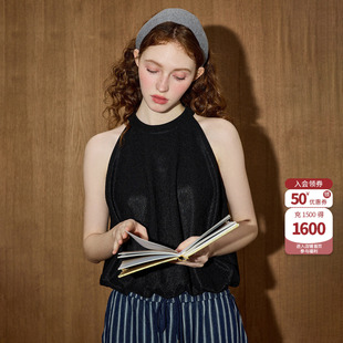 coolhut挂脖削肩无袖显瘦百搭黑色多巴胺上衣女2025夏季气质衬衫