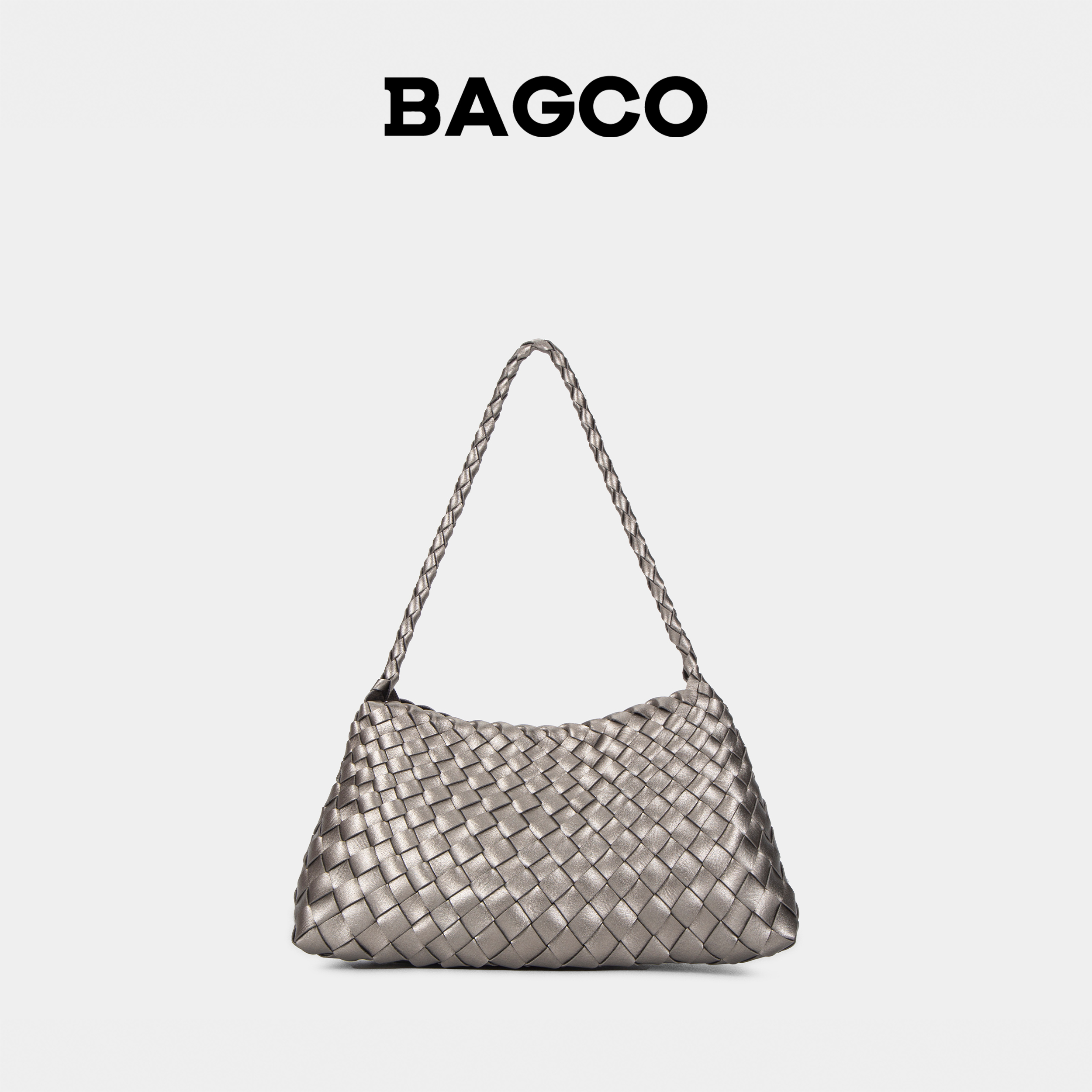BAGCO编织2025春夏新款手工编织月牙包手拎女包包