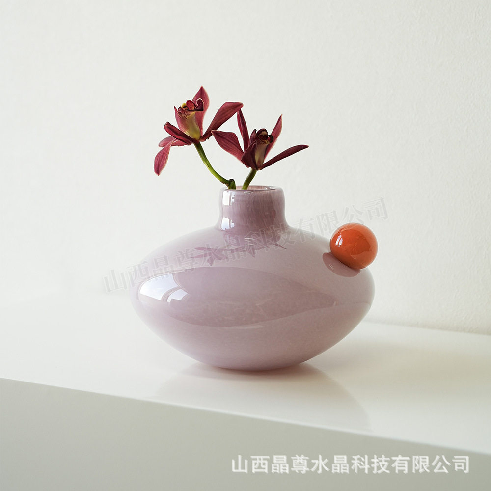 糖果色错色花瓶可爱香薰器皿摆件彩色玻璃花瓶板间软装饰品高级感