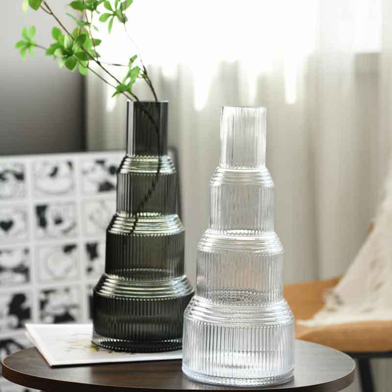 欧式简约创意建筑师竖纹玻璃花瓶