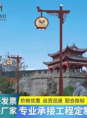 户外中式仿古庭院灯led单头双头市电景观路灯3米4米5米复古方形灯