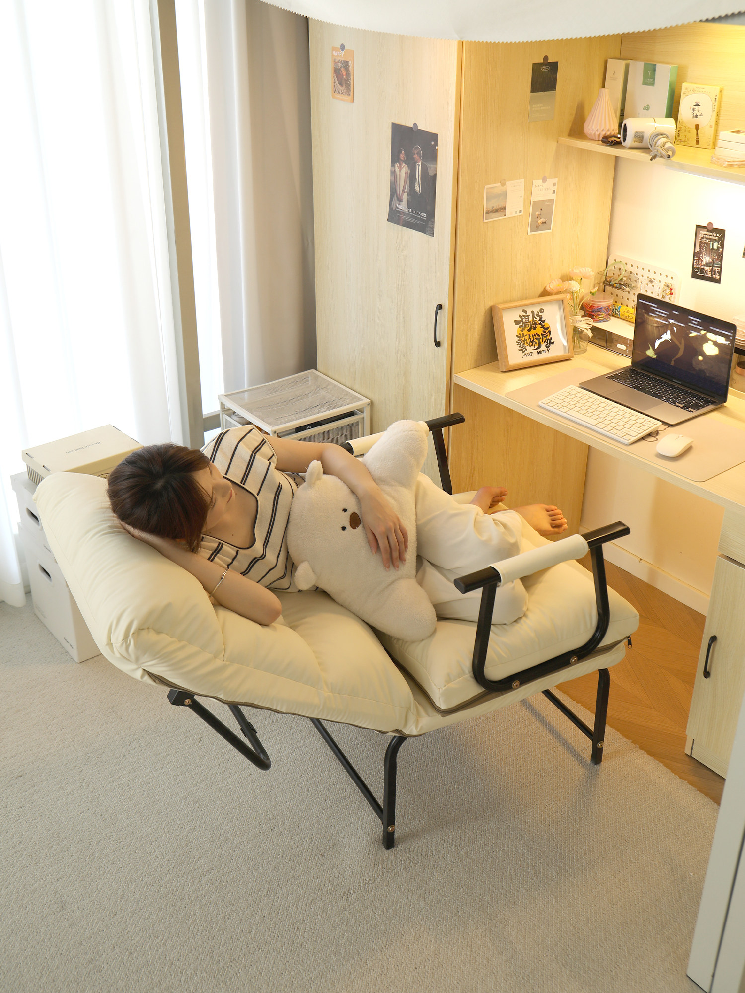 躺椅宿舍沙发椅坐躺睡三用椅折叠午休舒服久坐椅子大学生懒人可躺