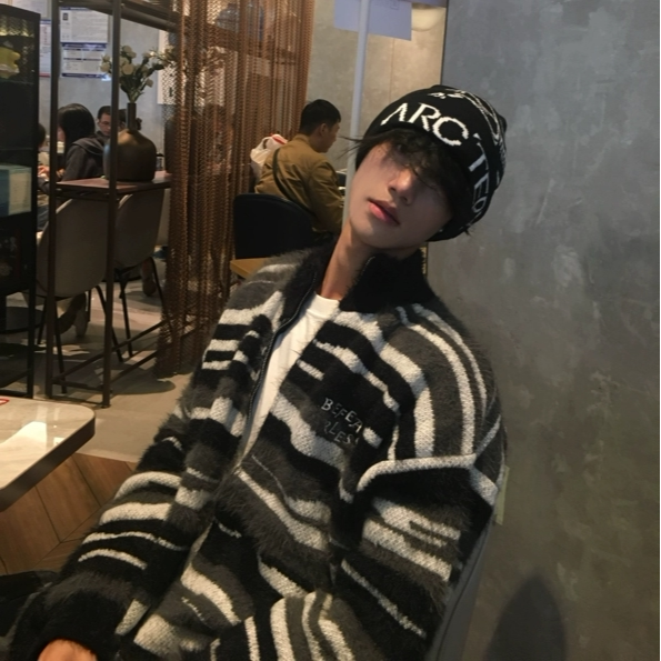 ACHOOO迷彩斑马开衫毛衣外套男女秋冬百搭复古慵懒风拉链针织衫