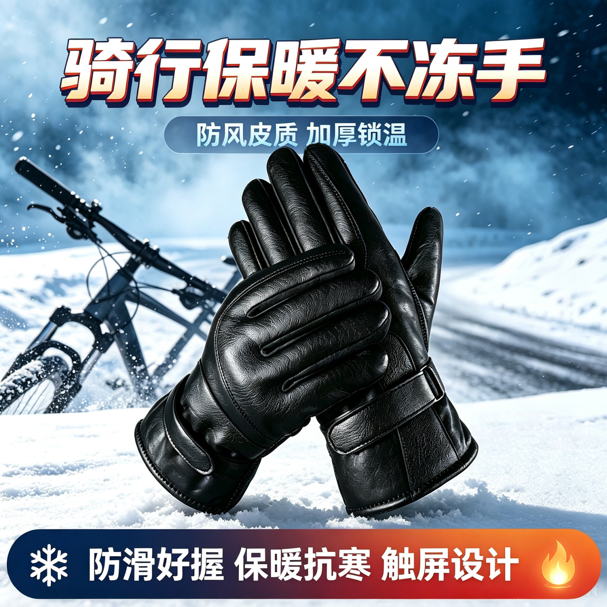 季保暖手套加绒加厚锁温更保暖