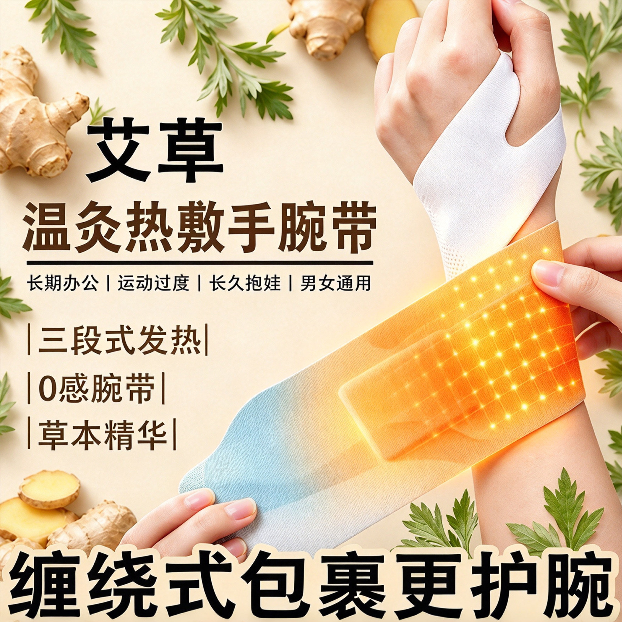 温灸热敷手腕带艾灸热敷贴