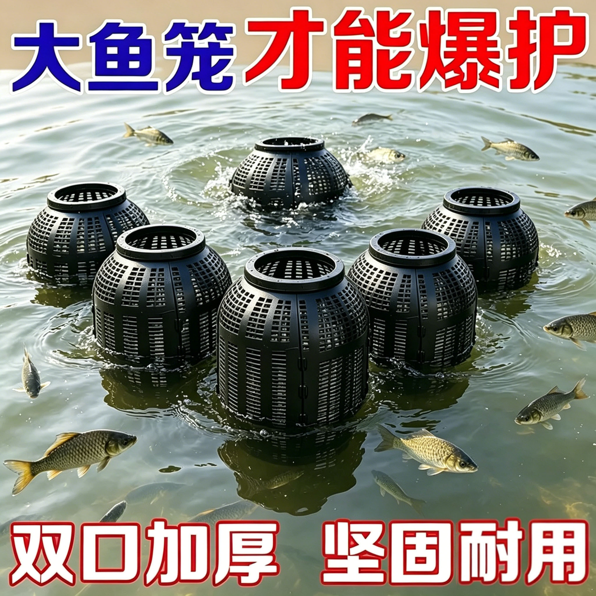 加大捕鱼双口虾笼龙虾鱼网专用