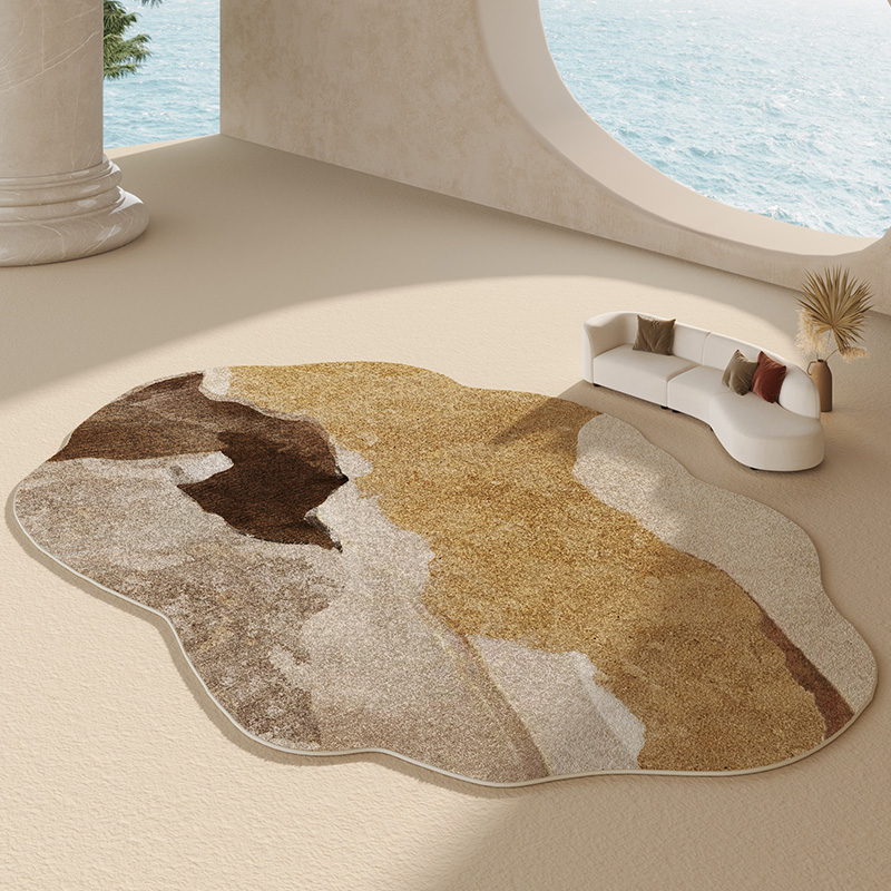 客厅地毯卧室侘寂风轻奢异形沙发茶几毯不规则高级感简约房间地垫