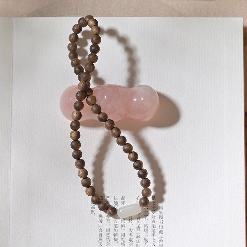 留白越南芽庄野生老沉香佛珠手链和田玉木手串简约古风醉人香男女