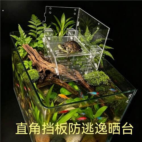 亚克力乌龟晒台挂钩爬台防巴西龟越狱悬浮深水浮岛爬坡休息背台