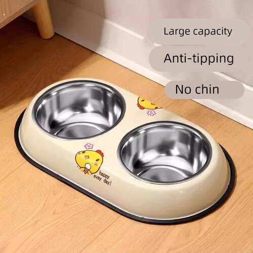 狗碗狗盆猫碗猫食盆狗狗饭盆不锈钢宠物用品防打翻双碗喝水一体
