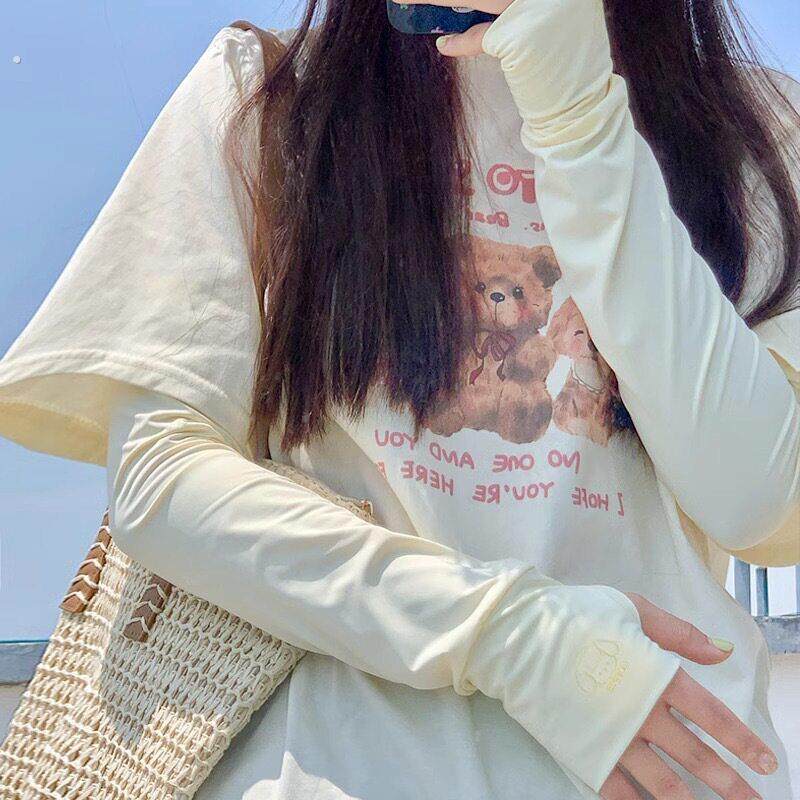 冰袖防晒袖套女冰凉薄男冰丝料护臂开车手袖户外夏季长款骑行手套