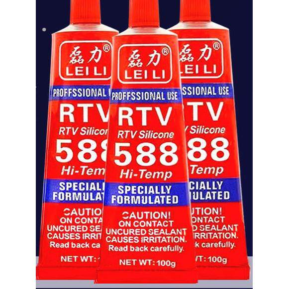 磊力588密封胶汽修电动车电机防水耐高温免垫发动机红胶586黑胶