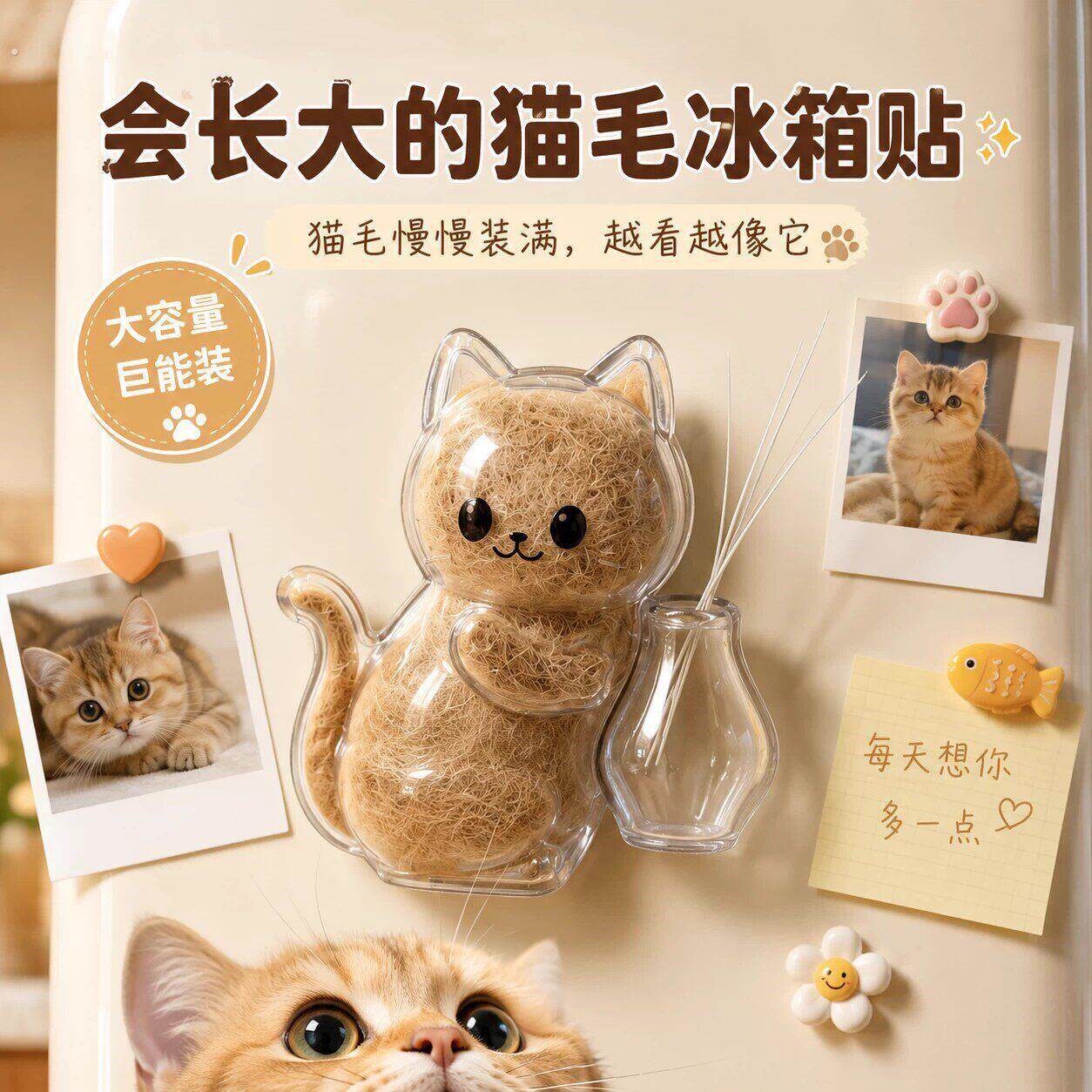 猫毛收纳挂件冰箱贴猫咪胡须收纳猫毛收集宠物毛发猫胡子收纳挂件