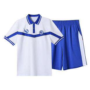 东莞济川中学男女统一夏装校服白蓝T恤男女秋冬全套短袖短裤套装