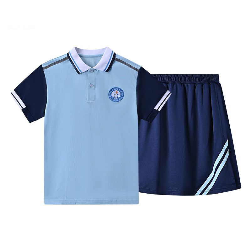 东莞市塘厦第二小学校服小学生春夏季透气短袖男女款短裙统一套装
