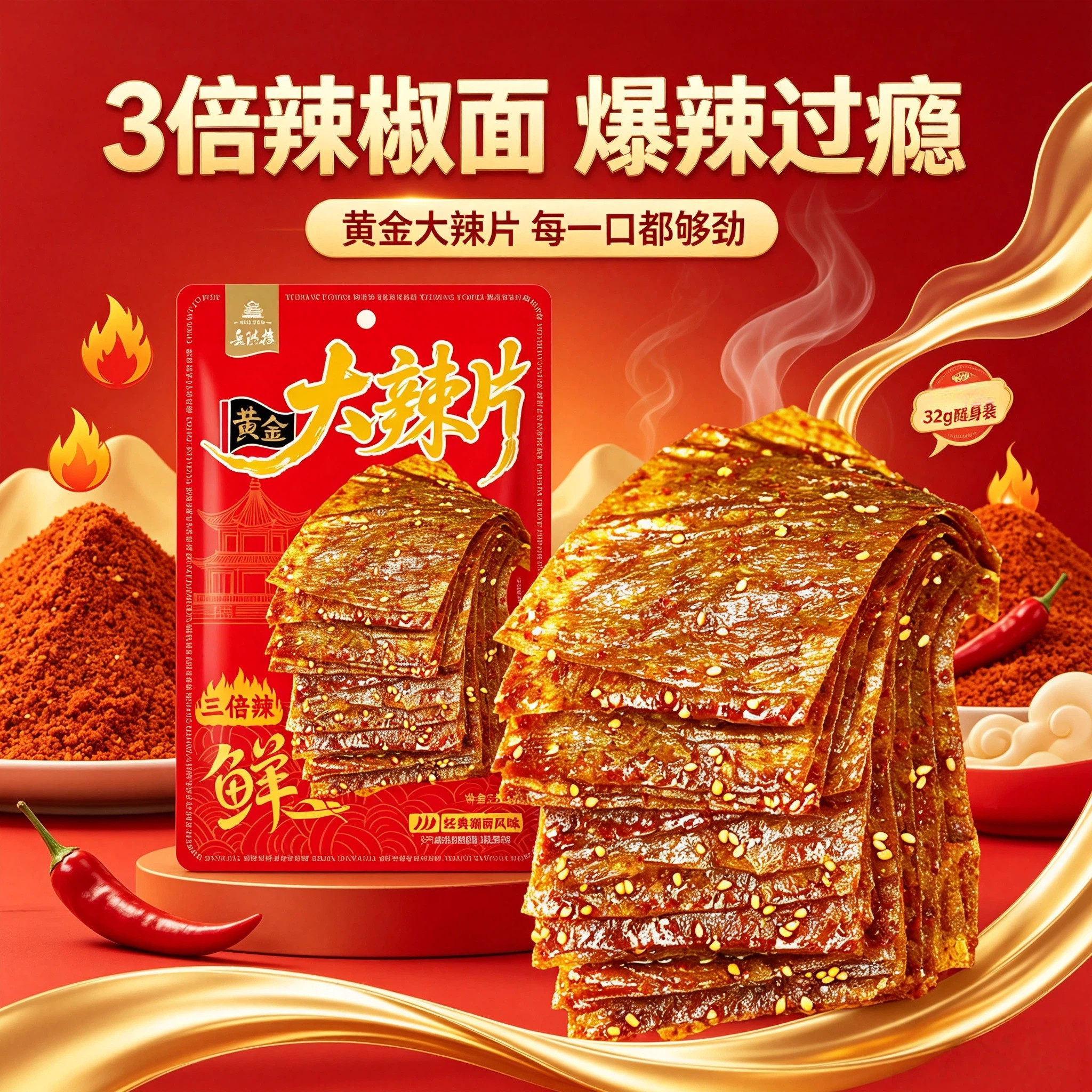 岳阳楼黑金大辣片墨鱼汁大辣片