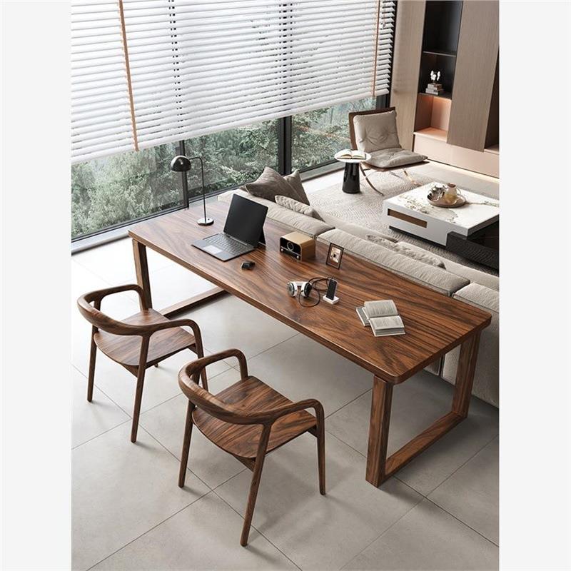 南美胡桃木书桌客厅家用高档实木大板长条学习桌电脑桌办公工作台