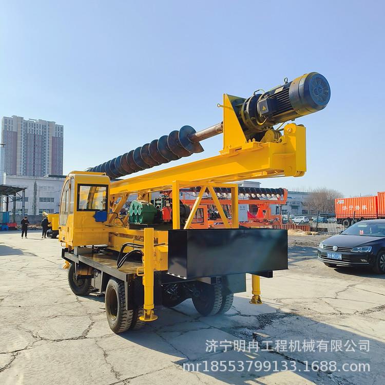 轮式民房地基打桩机桩机结实10米长螺旋钻杆正反转旋转钻孔机