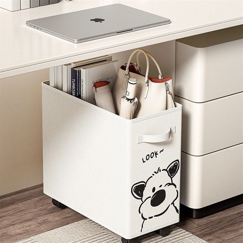 办公桌下收纳柜桌下放包书桌底下可移动工位桌下带轮小推车免安装