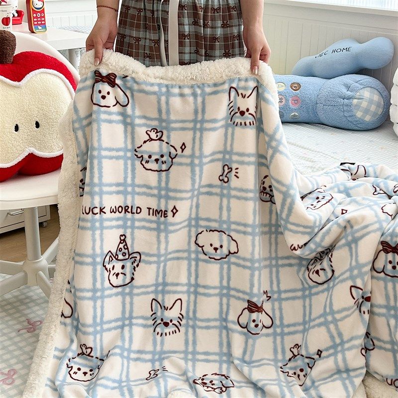 蓝格手绘小狗加厚羊羔绒毛毯毯子冬季办公午睡保暖披肩盖毯,床上用品,休闲毯/毛毯/绒毯,淘宝优惠券,粉丝福利购,淘宝优惠卷