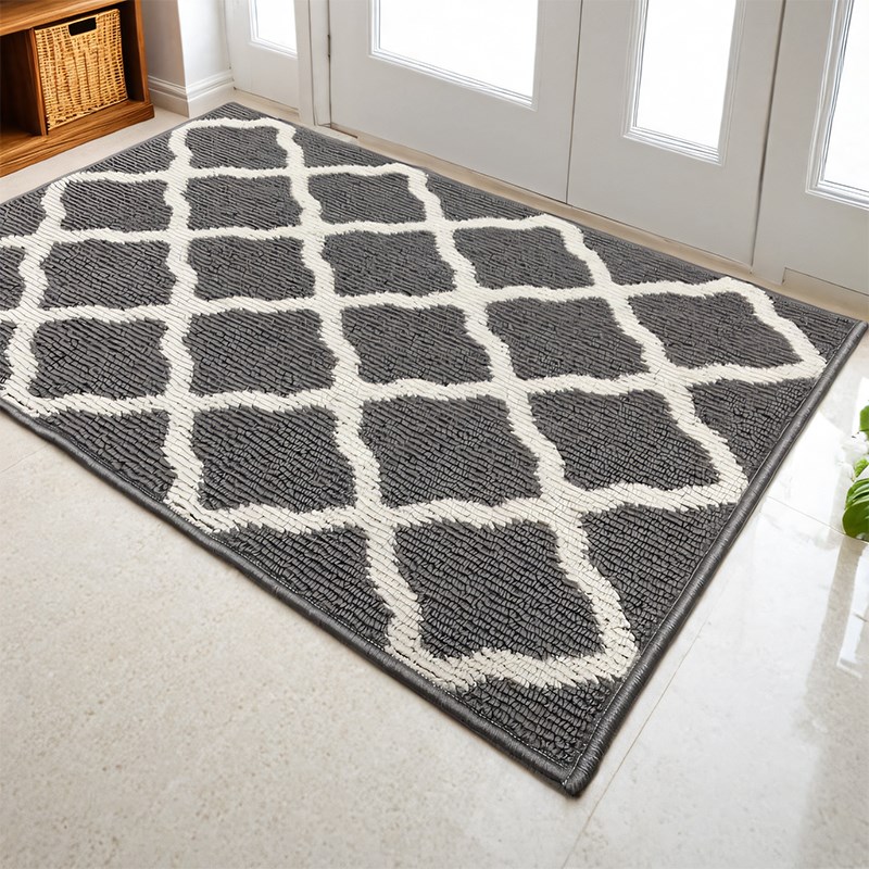 门内地毯家用TPR防滑丙纶编织无异味加厚款入户玄关地垫蹭灰毛圈