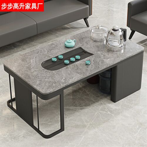 岩板功夫家用功夫茶台带烧壶内藏式桶功夫茶桌椅