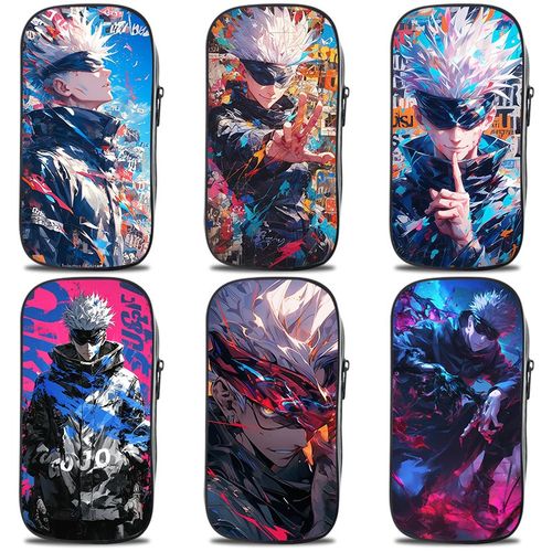 帆布印花中小学生笔袋咒术回战五条悟大容量三层防水文具笔盒简约