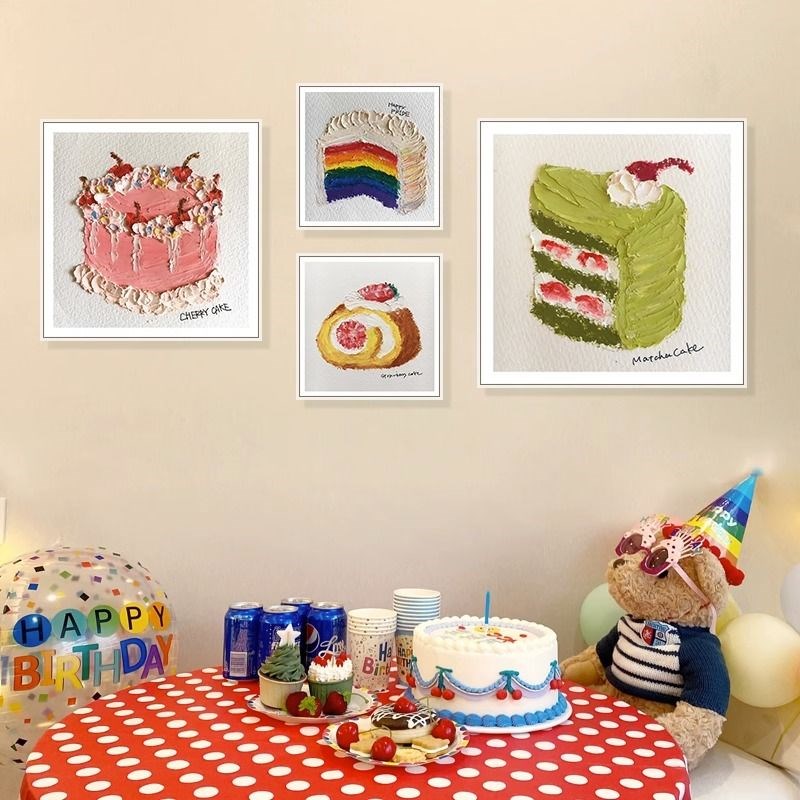 蛋糕店甜品店画清新油画店咖啡馆挂画厨房壁画