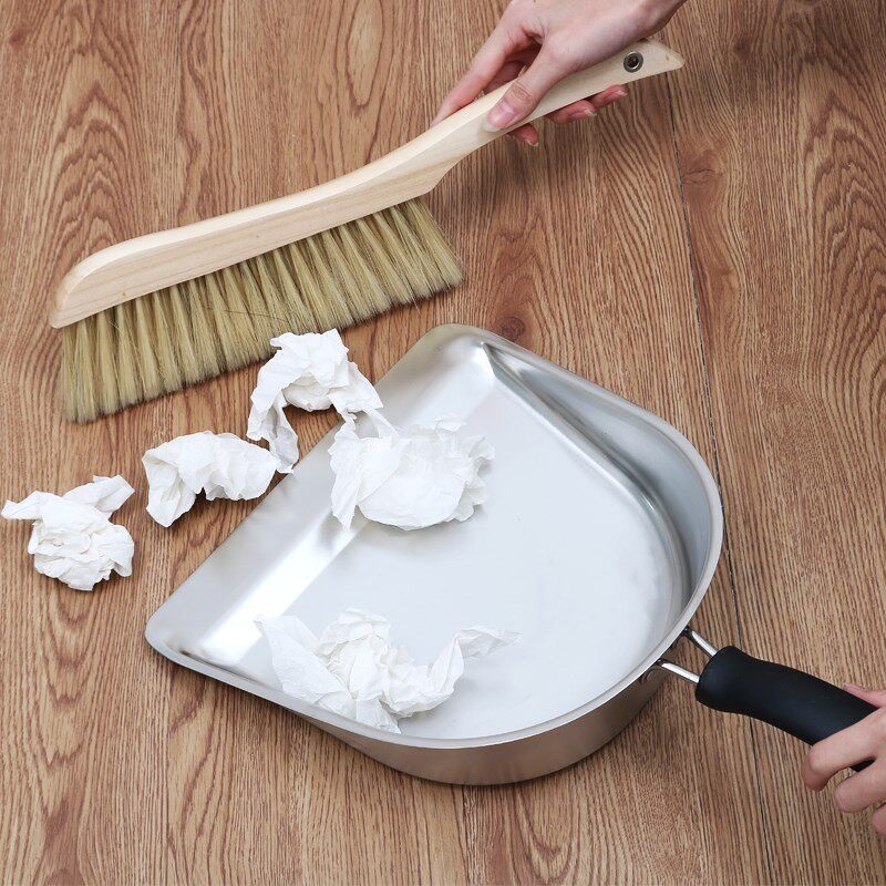 加厚簸箕不锈钢家用灰单个套装一体304扫把畚斗撮子家用垃圾铲