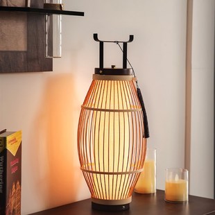 宋代美学台灯落地覆古风氛围感竹编床头灯装饰摆件灯笼侘寂风