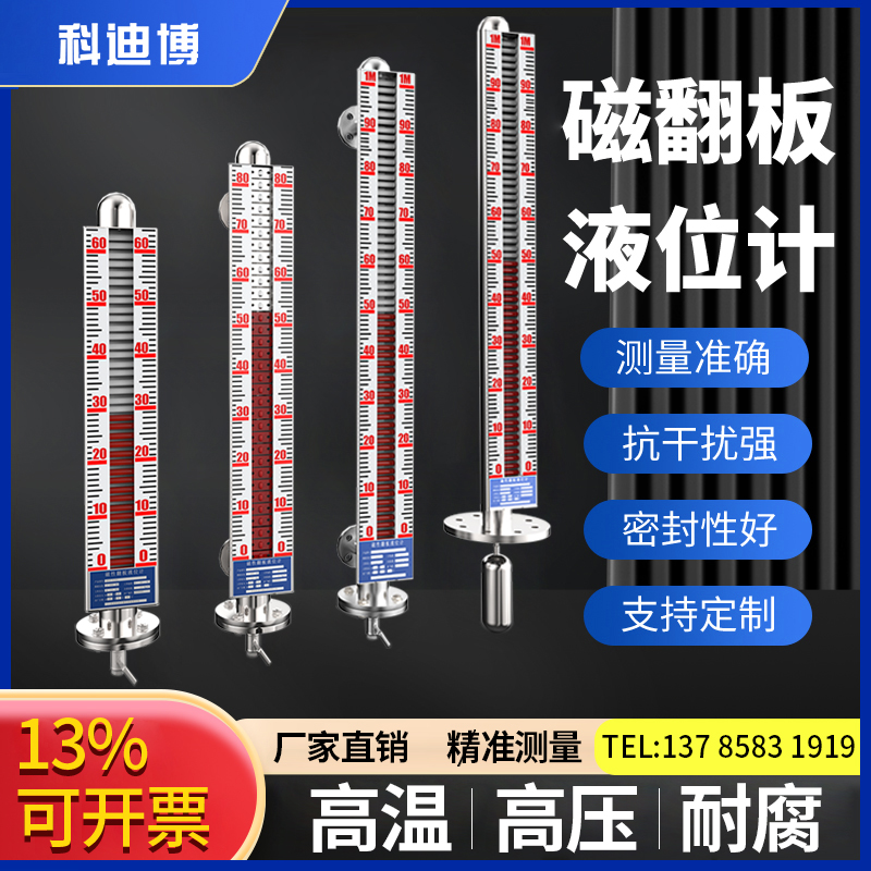 磁翻板液位计304不锈钢水位油位显示器浮球磁耦合液位计高精度