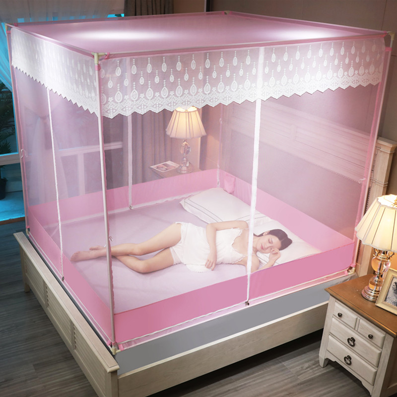 新款夏季蚊帐家用蒙古包防摔儿童围栏1.5米1.8m1.2床支架纹账2米